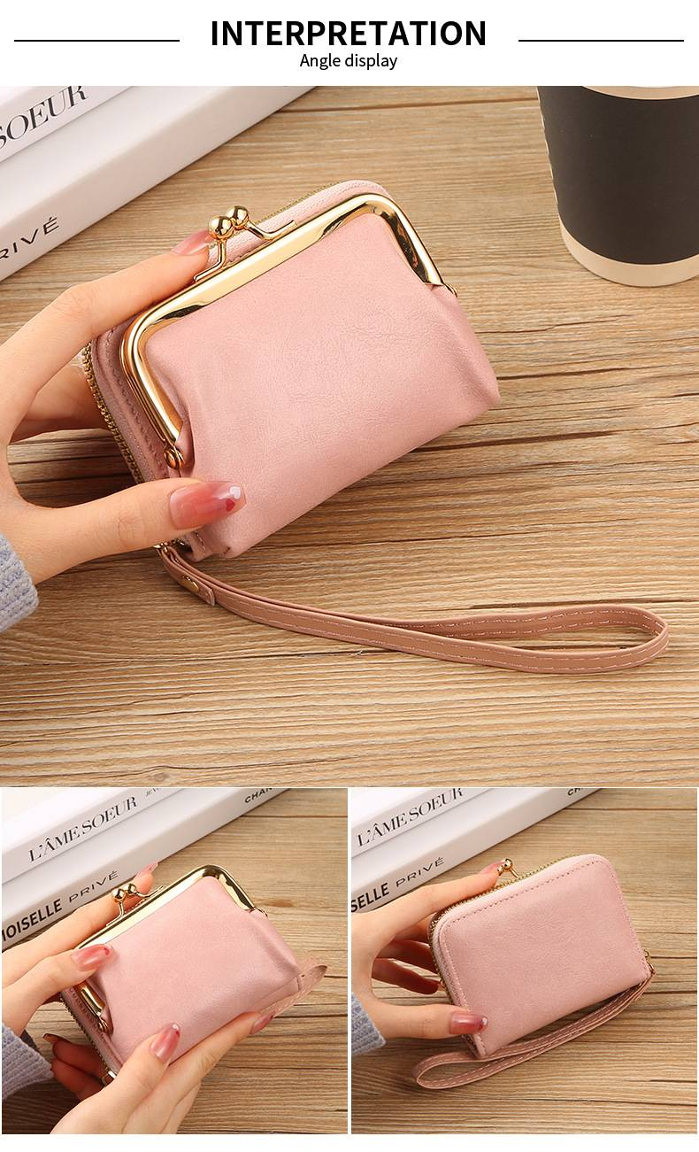 Portafoglio Zero alla moda per nuove donne Porta carte da donna transfrontalieri Portafoglio Zero Portafoglio con cerniera Posizioni multiple per carte Portafoglio retrò_voghion.com