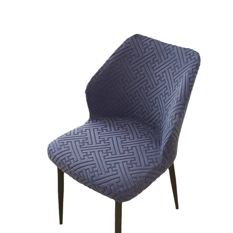 Einfarbiger, fächerförmiger Stuhlbezug aus gebürstetem Jacquard, universeller, all-inclusive Stuhlbezug für Zuhause und Esszimmer, Sitzkissen, Rückenkissen, integrierter Stuhlbezug_voghion.com