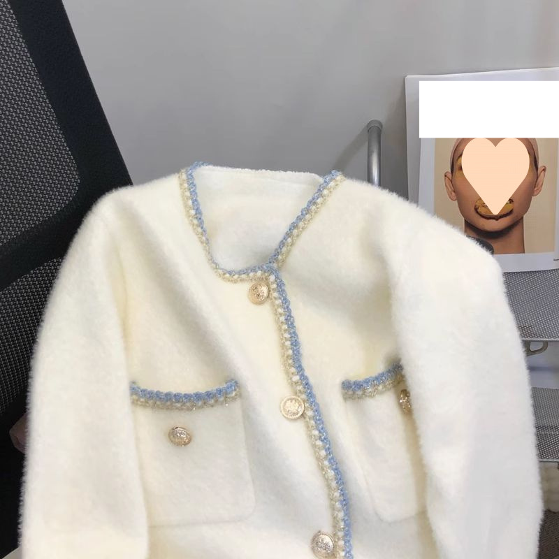 Dameskleding Herfst en winter nieuwe Franse stijl nerts fleece lange mouwen trui gebreide cardigan dames high-end chique losse top_voghion.com