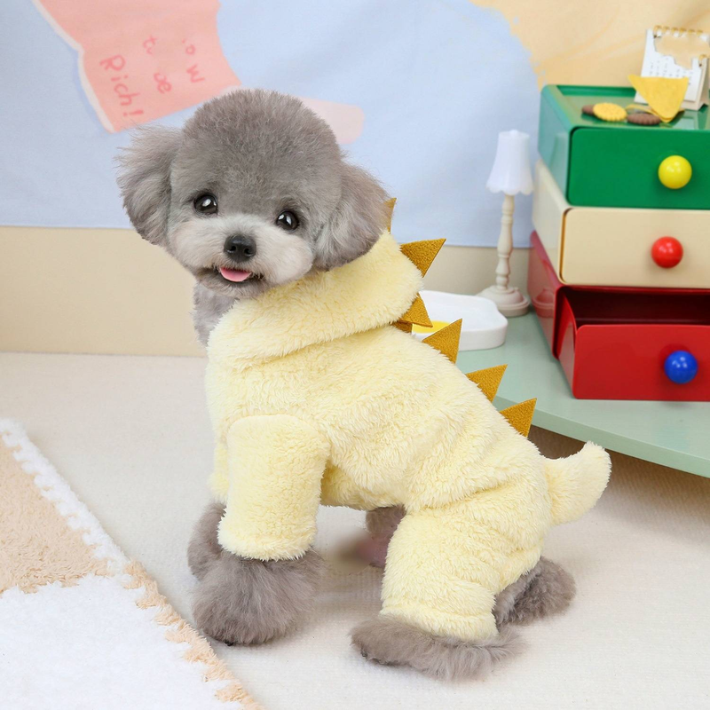 Abbigliamento per cani, simpatico cartone animato dinosauro a quattro zampe, vestiti in pile bifacciale, vestiti per cani di piccola e media taglia_voghion.com