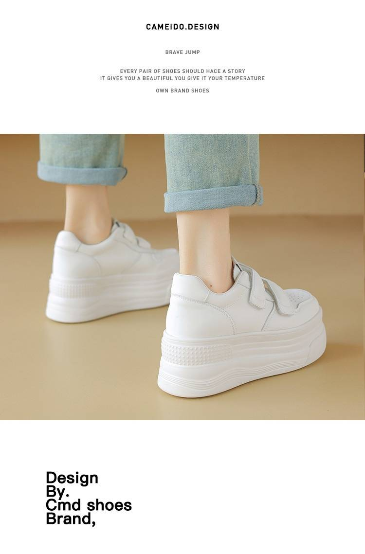 Pantofi de damă cameido, ușori și cu talpă groasă, în 2024. Pantofi albi cu platformă și velcro și talpă groasă_voghion.com