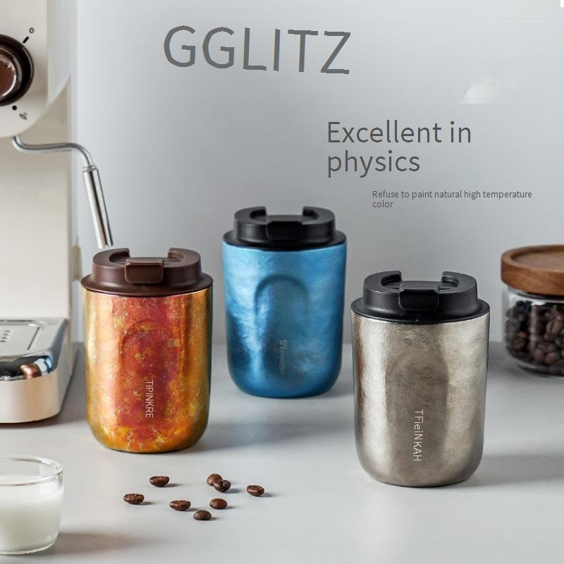 Home Garden 220ml Double Layer Thermos Cup Titanium Ice Flower Colorful Pure Titanium Coffee Cup High Value Water Cup Gift Box_voghion.com