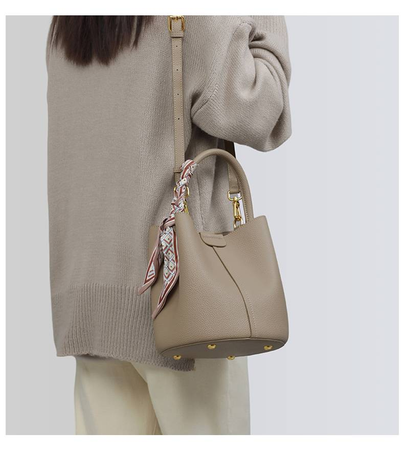 VINEY Bag 2025 Nová dámská taška Messenger Bag Špičková odnímatelná kabelka z pravé kůže Bucket Bag_voghion.com