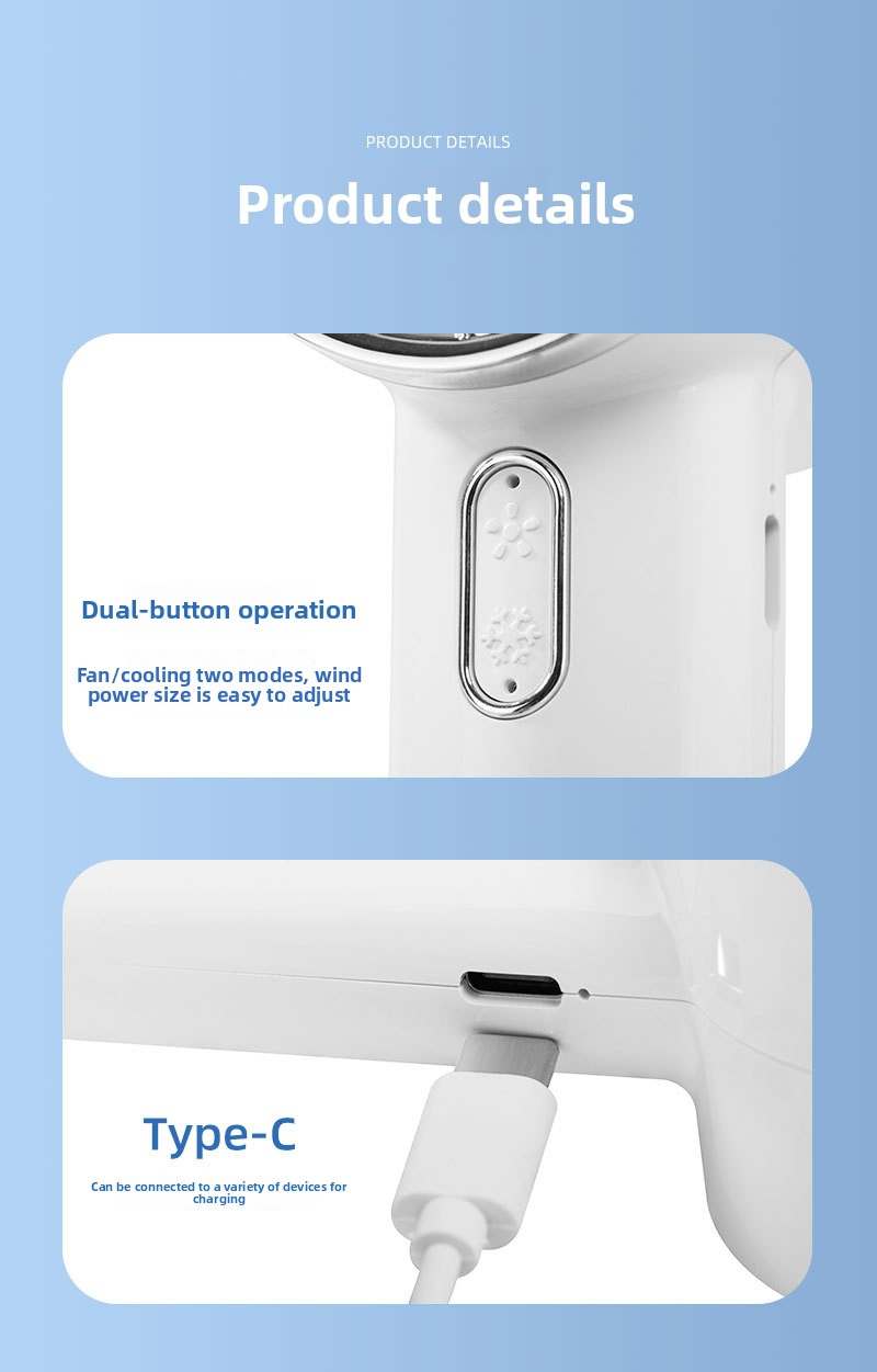 Semiconductor Cooling Handheld Fan - USB Rechargeable 5000mAh Battery 3-in-1 Cooling/Blowing/Face Mist Clip-on Design For Outdoor/Sports_voghion.com