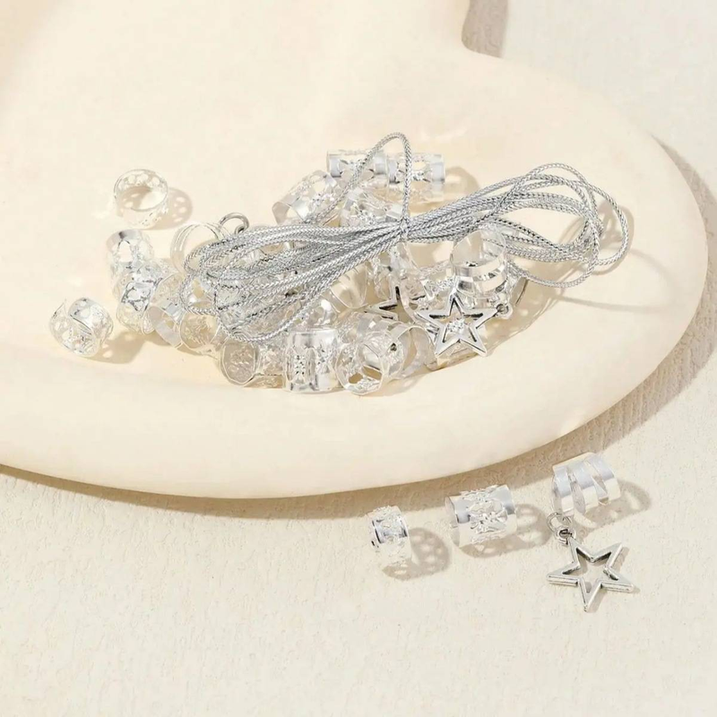 Stilvolle und einzigartige offene Haarspangen aus Metall, heißes Flechthaar-Accessoire für Mädchen für die Bühne und Fotoshootings, Haarringe mit Sternanhänger_voghion.com