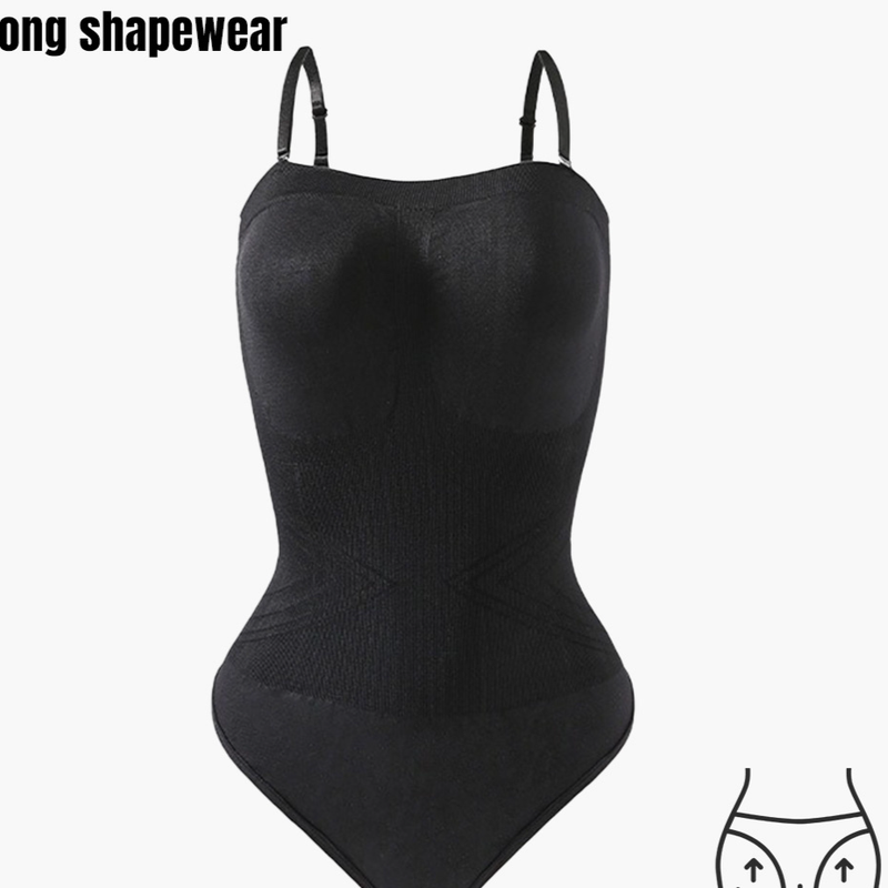 Body moldeador sin tirantes ajustable: control de abdomen y realce de glúteos con tanga desmontable y cierre de gancho._voghion.com