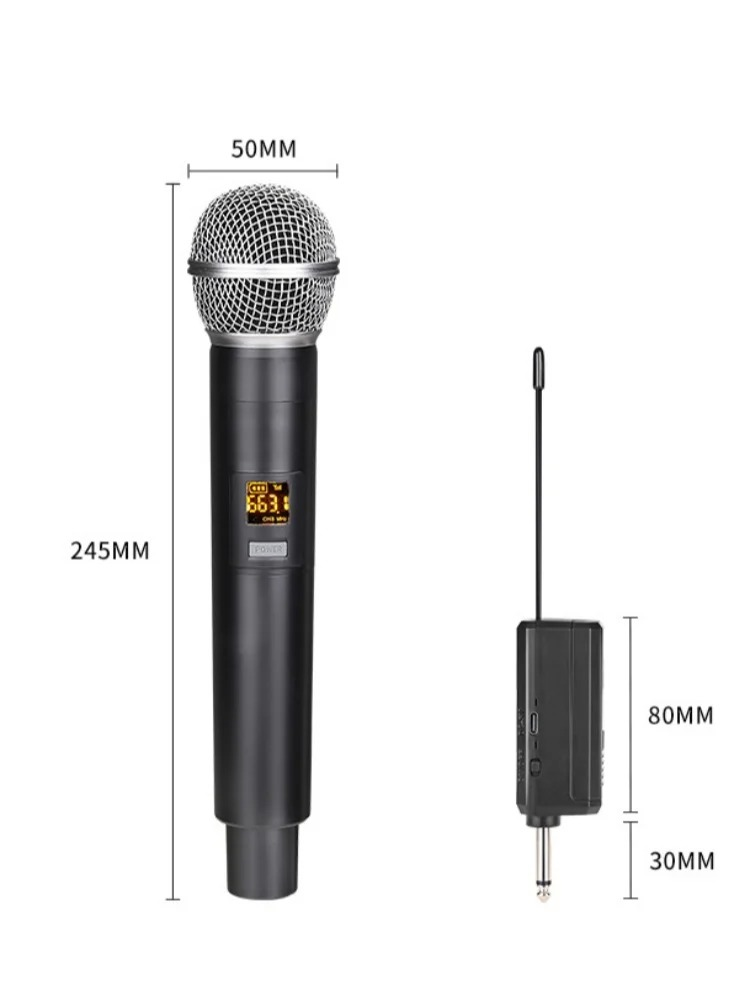 Wireless Microphone UHF Adjustable Frequency 2 Channels Handheld Microphone For Party Karaoke Church, DJ, Wedding, Home KTV Set_voghion.com