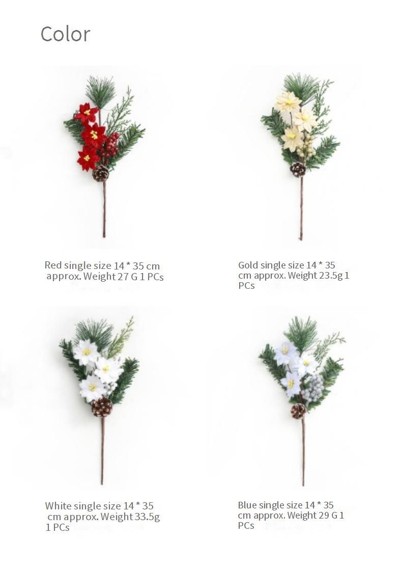 Weihnachts-Tannennadel-Schnittblumen-Simulation, grüne Pflanze, rote Beeren, Tannenzapfen, DIY, handgefertigte Dekorationen können verpackt werden_voghion.com