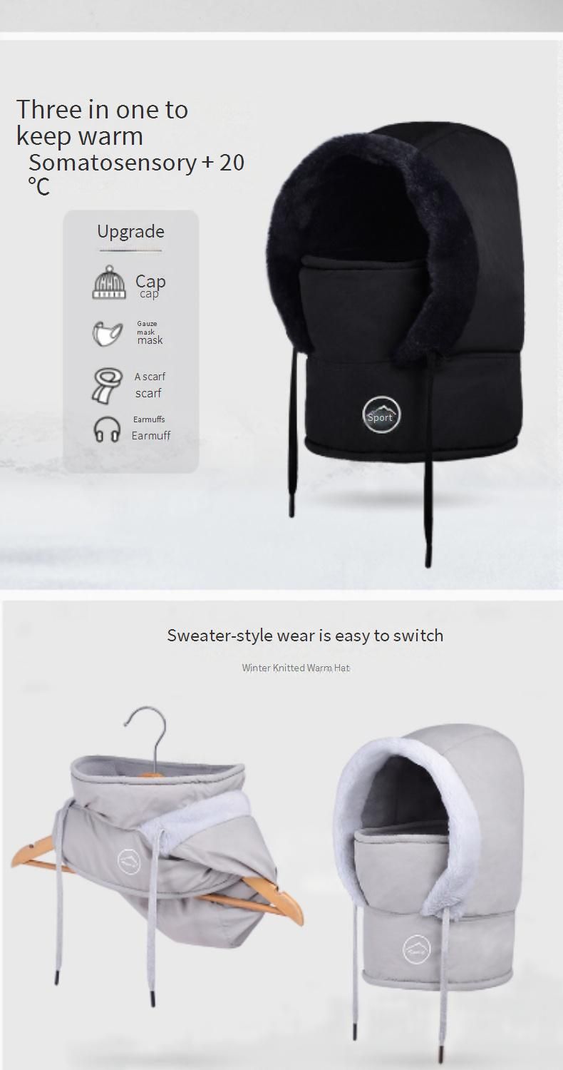 Unisex Winter Cycling Hat With Face Mask - Windproof, Waterproof & Thermal Ear Protection For Biking Commuters_voghion.com