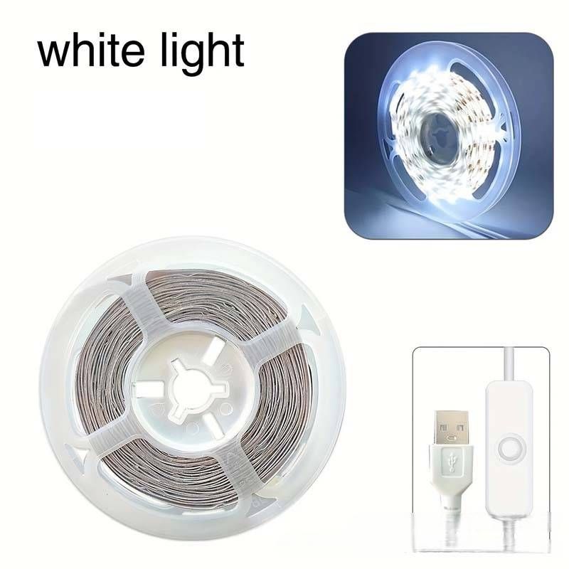 Tira de luces LED USB de 5 V, 2835 de alto brillo, flexible, para decoración del hogar (blanco cálido/blanco frío, no regulable)_voghion.com