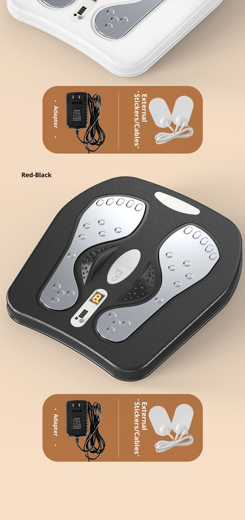 Massaggiatore per piedi con telecomando wireless, terapia a impulsi EMS, vibrazione e calore - Tappetino portatile per riflessologia Shiatsu_voghion.com