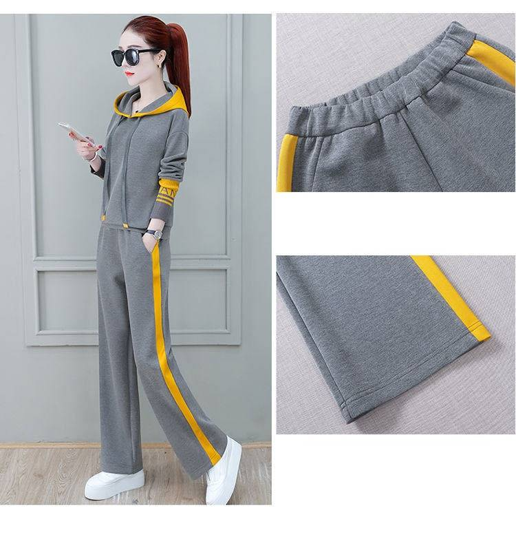 Plus Size Hoodie & Jogger Set – Korean Oversized Streetwear With Printed Lettering (M-4XL, Black/Gray)_voghion.com