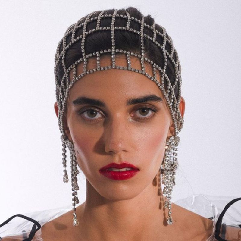 INS Wind Grid Strass Kopfbedeckung, Cross-border Temperament Mode Strass Stirnband, Personalisierte Zubehör Haar Kette06_voghion.com