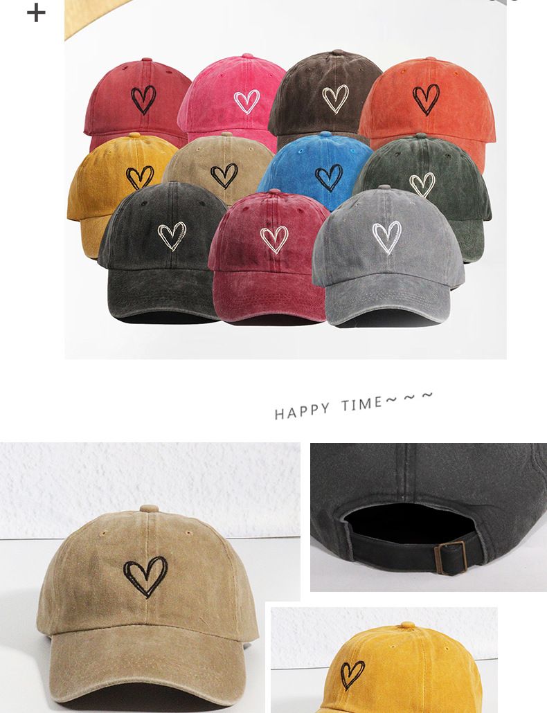 Unisex Softtop, hochwertige, atmungsaktive Baseballkappe mit überlappendem Herz-Stickerei-Muster und Instagram-Trend_voghion.com