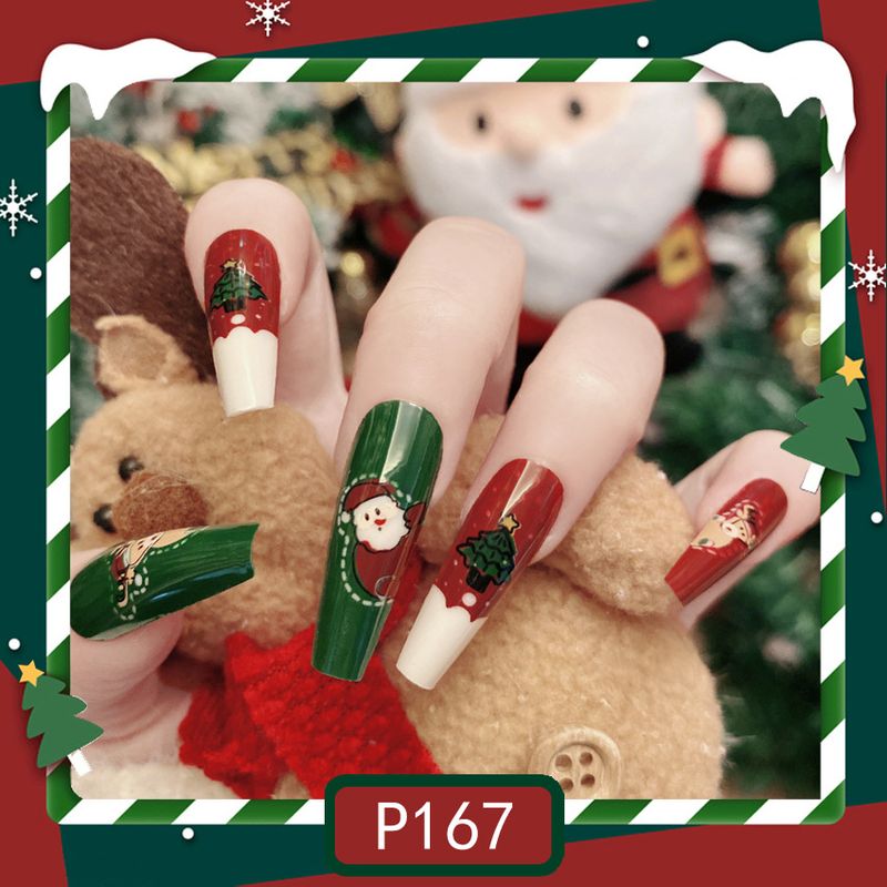 Christmas New Purple Rabbit Cute Short Products False Nails with Detachable Removal Panel Wearable Nail_voghion.com