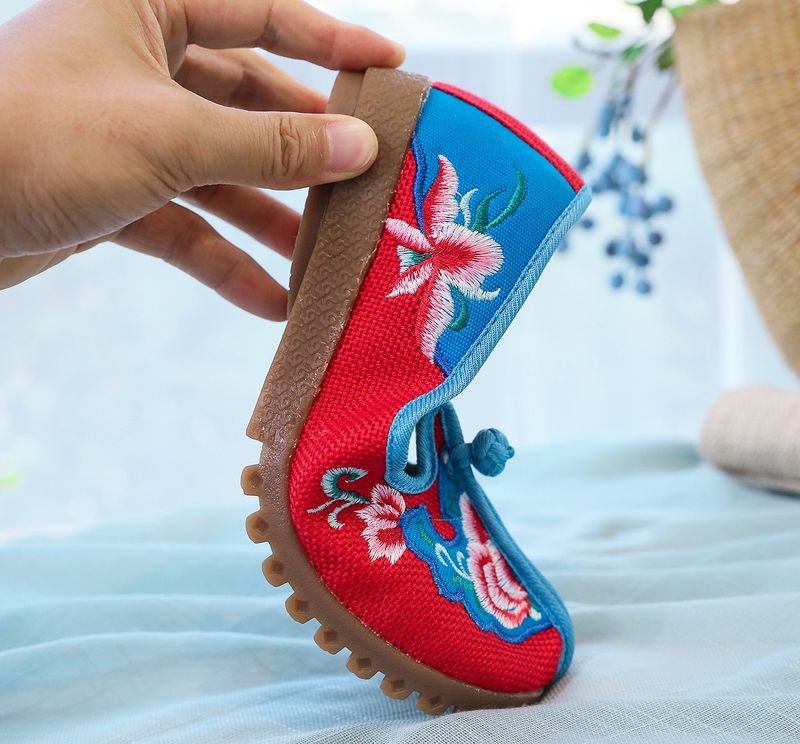Flache Kuhsehnen-Weichsohlen, bestickte Stoff-Mama-Schuhe, dicke Füße, Damen-Einzelschuhe_voghion.com