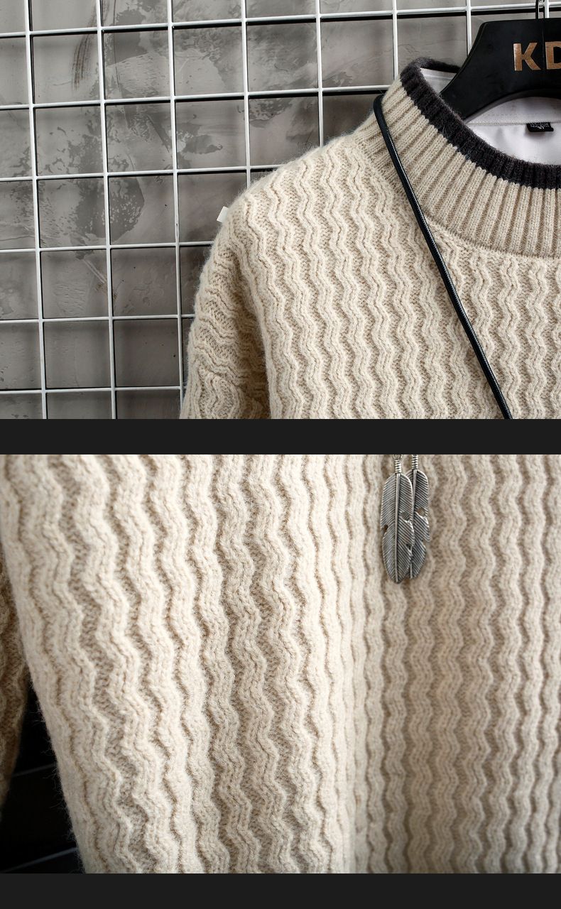 Maglione a collo alto da uomo – Pullover moderno in maglia con orlo intrecciato (grigio/kaki/nero/verde/rosso, M-XXXXL)_voghion.com