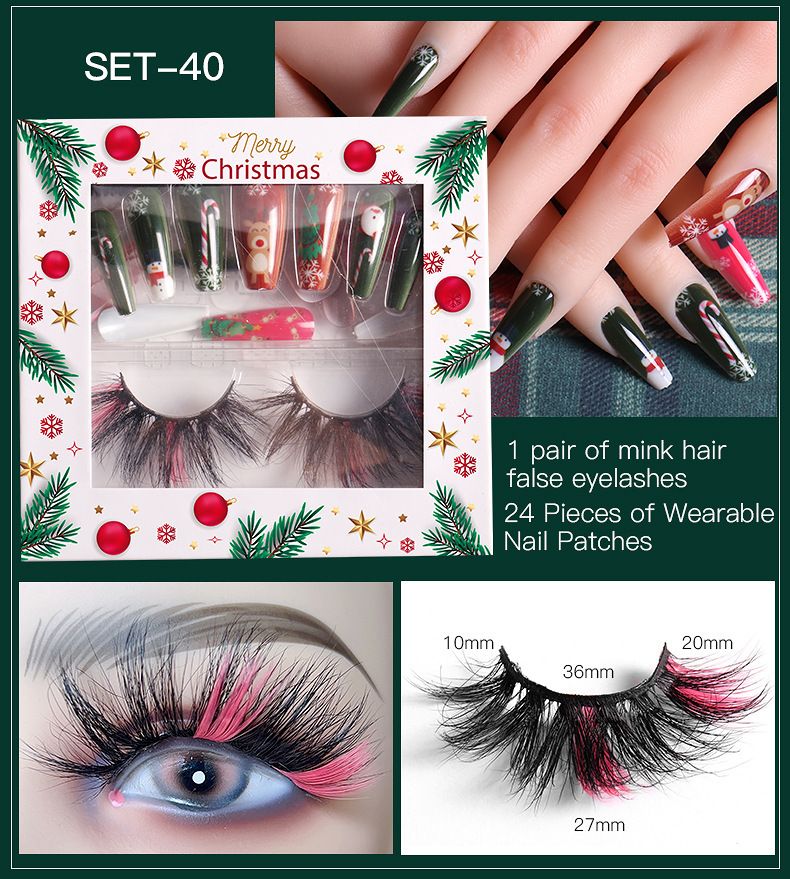 False Eyelashes New Products Christmas False Eyelashes Wear Nail Set Colored Eyelashes False Eyelashes Holiday Eyelashes_voghion.com