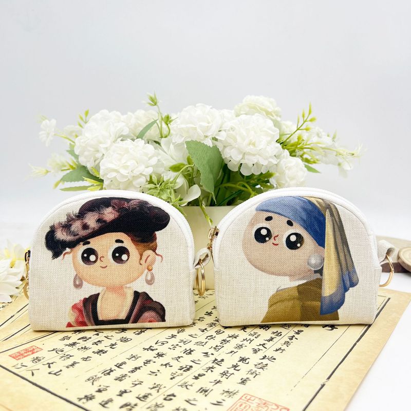 Digital Printed Zipper Coin Purse Shell Clutch Storage Key Small Bag Handmade Fabric Wallet Card Holder_voghion.com
