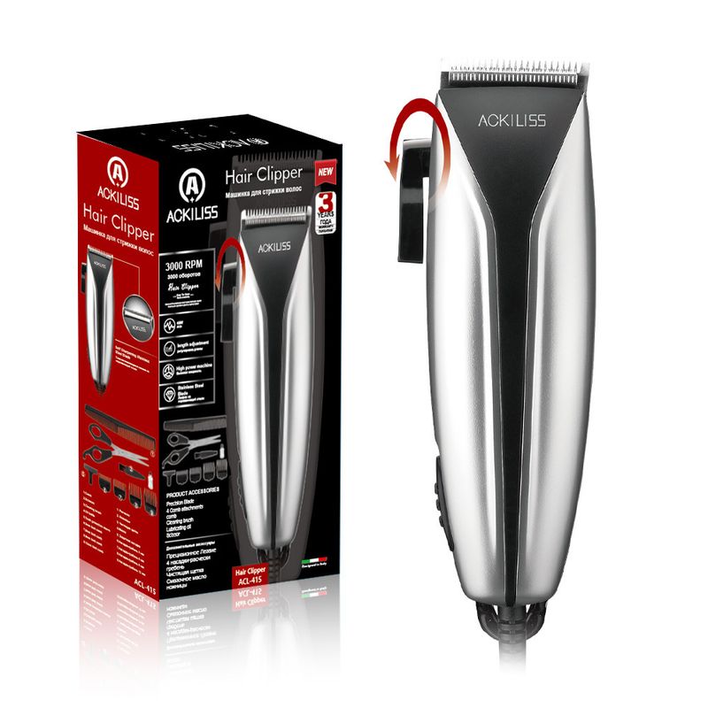 ACKILISS Professioneller Haarschneider für Männer und Frauen – Klinge aus Titanlegierung, geräuscharm (36 dB), kabelgebundener elektrischer Haarschneider für den Heim- und Salongebrauch_voghion.com