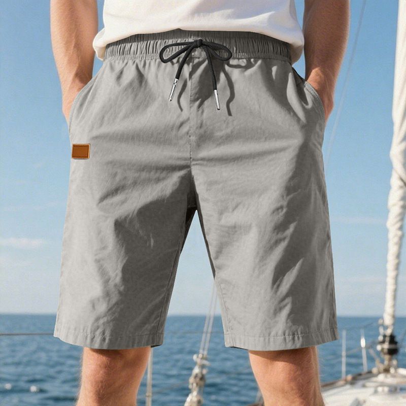 Pantalones de playa para hombre, de verano, informales, ligeros y lujosos, de cinco puntos, con cordón cruzado, talla grande_voghion.com