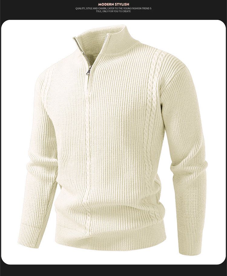 Men's Thick Knit Half-Zip Sweater - Oversized Casual Pullover For Autumn & Winter - Breathable Stretch Fabric (M-4XL, Multiple Colors)_voghion.com