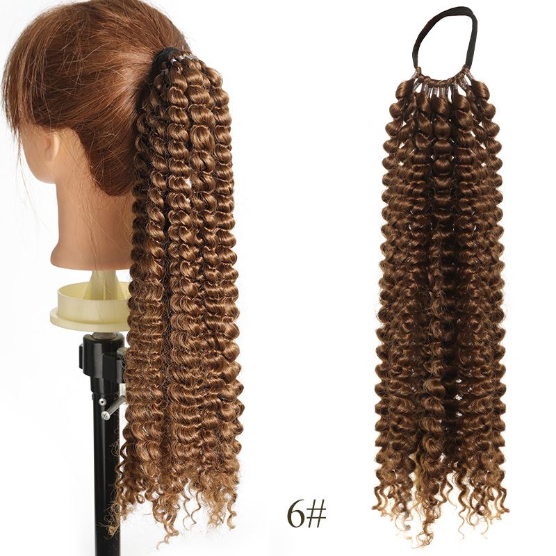 Parrucca africana in pelle con coda di cavallo in fibra chimica sintetica per donna, capelli ricci estesi, coda di cavallo avvolgente da 50 cm_voghion.com