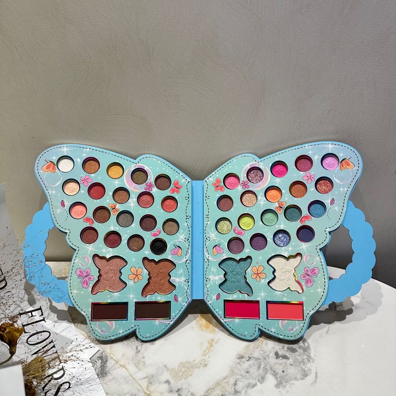 Paleta de maquillaje Butterfly de 46 colores: sombras de ojos mate y brillantes + rubor (todo en uno, apta para viajes, vegana y sin crueldad animal, con espejo y pincel)_voghion.com