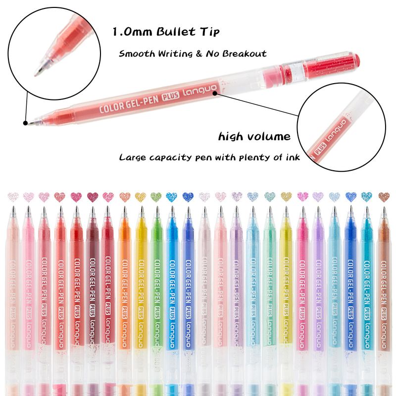 Glitter Gel Pen Set - 24 Vibrant Colors, 1.0mm Bullet Tip, Smooth Writing For Kids & Adults, Perfect For Journaling, Drawing & Note-Taking_voghion.com
