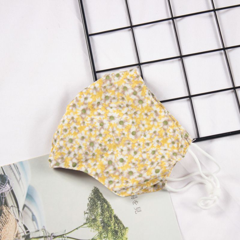 Klein vers bloemenpatroon Dubbellaags ademend verstelbaar stofmasker voor vrouwen_voghion.com