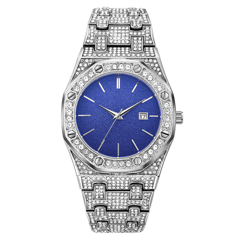 Hip Hop Männer Marke Voller Diamant Gold Datum Geschenke Uhr_voghion.com