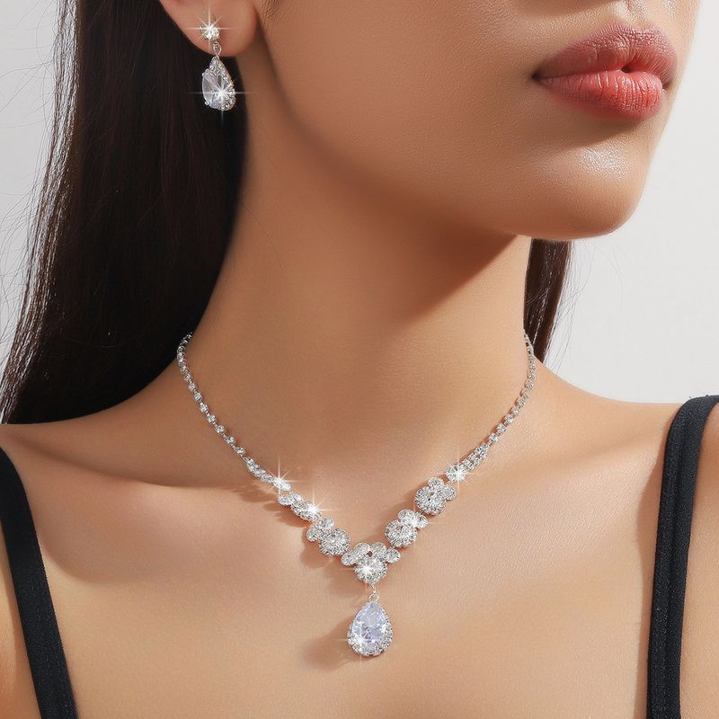 Set di gioielli da donna, set di gioielli da sposa alla moda, collana di alta qualità, orecchini, bracciale, abito da sposa, lusso, elegante, accessori coordinati_voghion.com