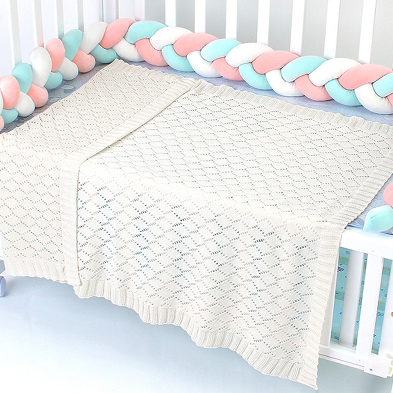 Jinleiou Solid Color Baby Hollow Knitted Crochet Blanket Sleeping Quilt Swaddle Wrap_voghion.com