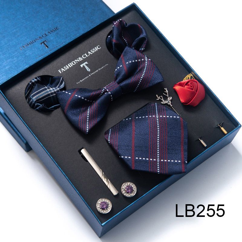 Gravata masculina lenço quadrado conjunto de caixa de presente de 8 peças namorado gravata presente transfronteiriça venda quente_voghion.com
