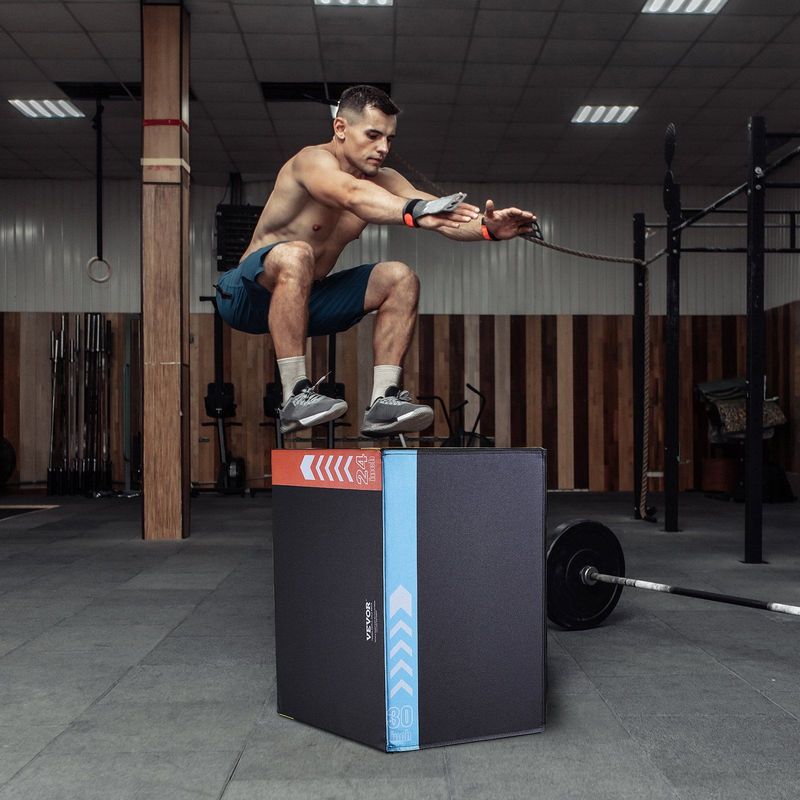 VEVOR 3 In 1 Plyometric Jump Box, 30/24/20 Inch Cotton Plyo Box, Platform & Jumping Agility Box, Anti-Slip Fitness Exercise Step Up Box For Home Gym Training, Conditioning Strength Training, Black_voghion.com