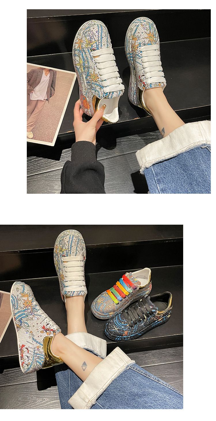 Designer Graffiti Water Diamond Dad Schuhe Damen Neue bequeme trendige Luxus-Einzelschuhe_voghion.com