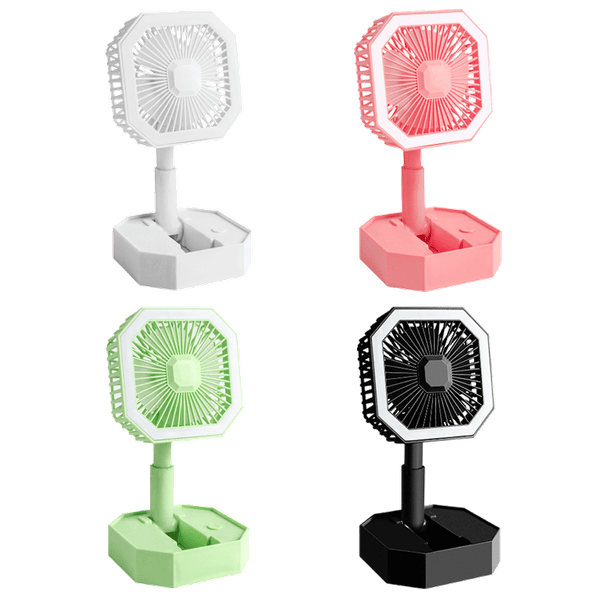 Wiederaufladbarer USB-Tisch-Teleskopventilator; Tragbarer Mini-Handventilator mit Licht_voghion.com
