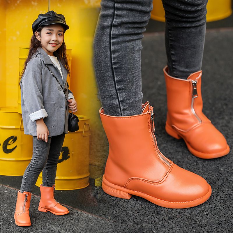 Mädchen Martin 2025 Herbst Winter Neue mittelhohe Stiefel Kinder große Kinder im britischen Stil Lederschuhe Candy Farbe_voghion.com