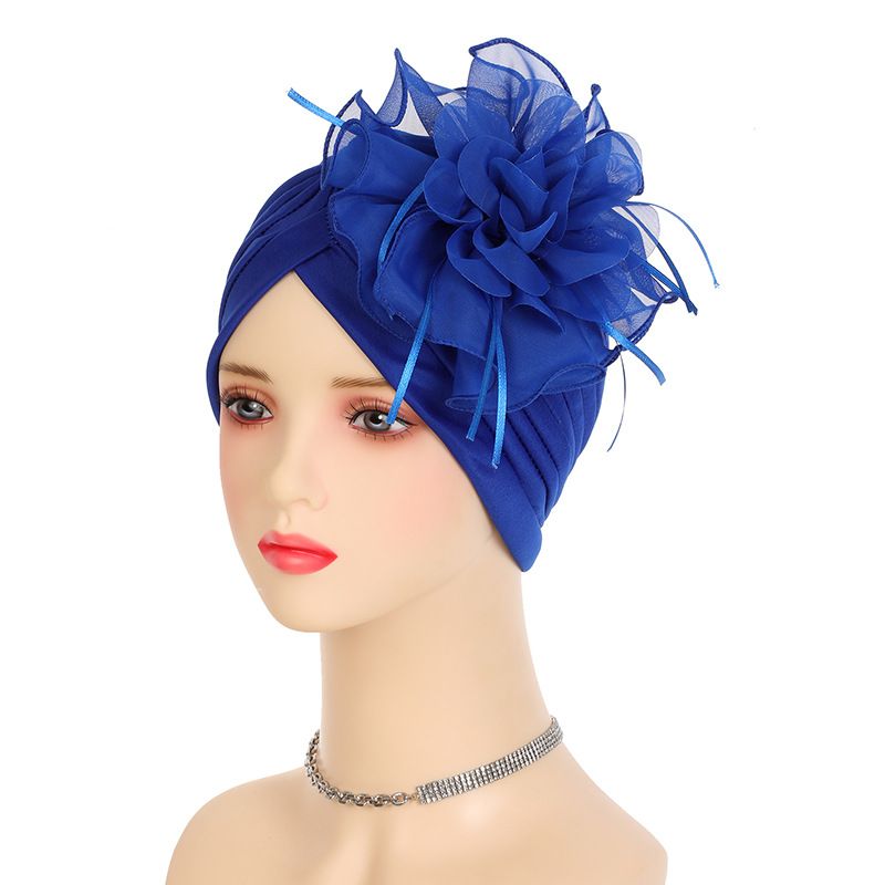 Muslim hat Ladies elegant side large flower streamers stretch breathable watermelon hat chemo hat headscarf hat_voghion.com