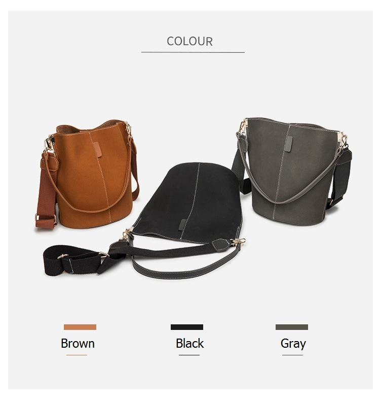 NIGEDU suuri kapasiteetti Naisten Bucket laukut leveä hihna suunnittelija naisten olkalaukut Matte nahka crossbody laukku naisille_voghion.com