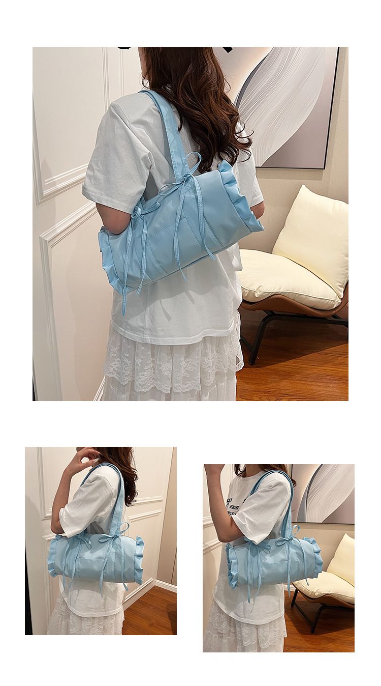 Sladká válcová krajková mašle s jedním ramenem, dámská kabelka do podpaží, nový trend roku 2024_voghion.com