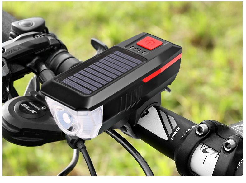 Solarbetriebene Frontleuchten, Aufladen, Nachtfahrten, starke Licht-Mountainbike-Taschenlampe, Fahrradzubehör, Radfahren_voghion.com