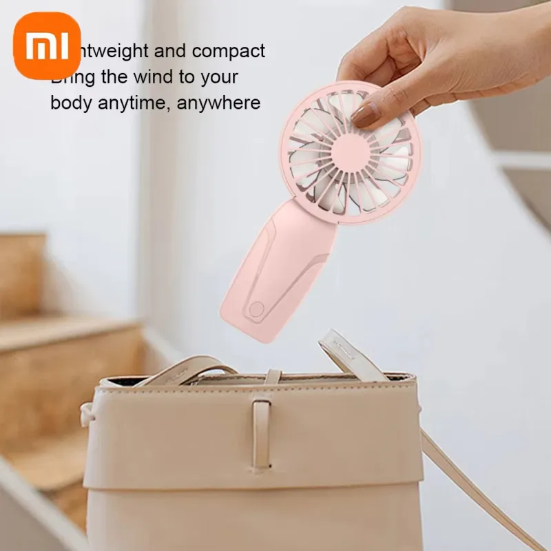 Xiaomi Tragbarer Handheld-Mini-Taschenventilator, klein, ABS, leicht, niedliches Aussehen, wiederaufladbar über USB für die Kühlung unterwegs_voghion.com