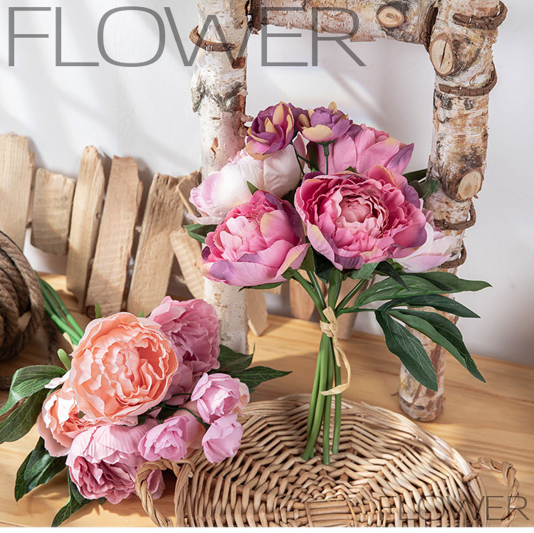 Fabricante atacado buquê de peônia champanhe buquê de flores artificiais comércio exterior decoração de casa casamento flor artificial DY1-36C_voghion.com