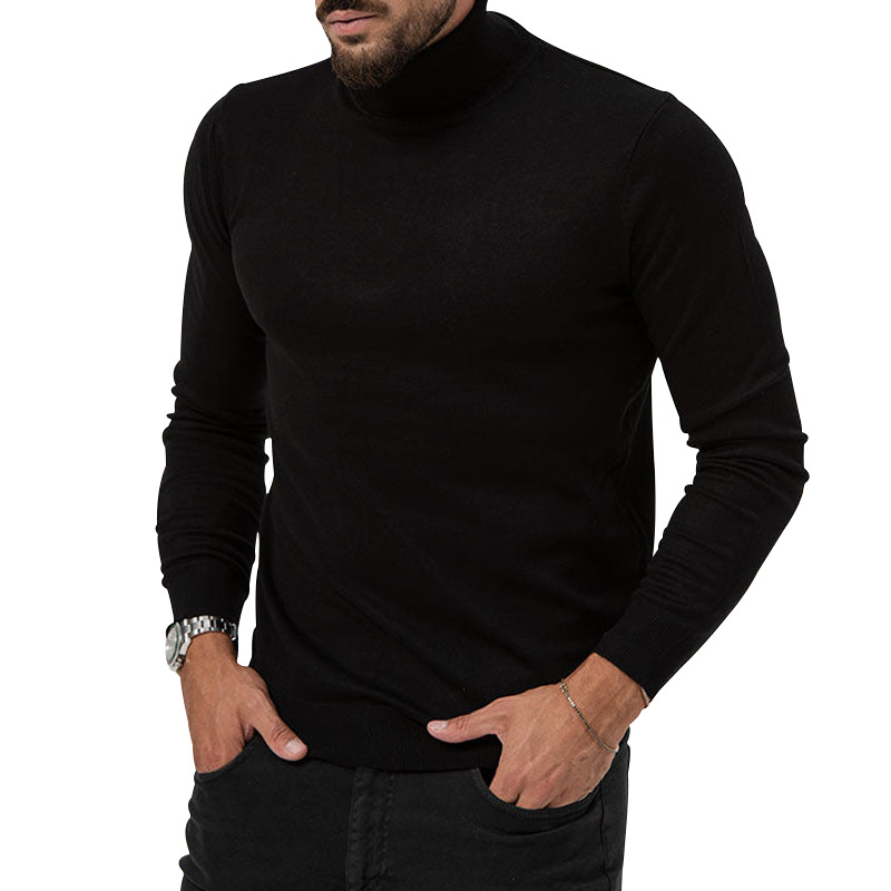 Hochelastischer Rollkragenpullover aus gestricktem Kaschmir für Herren mit dicker, warmer Unterwolle_voghion.com