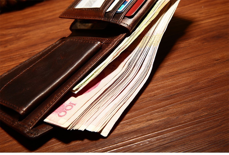 GENODERN Cow Leather Men Wallets with Coin Pocket Vintage Male Purse RFID Blocking Genuine Leather Men Wallet with Card_voghion.com