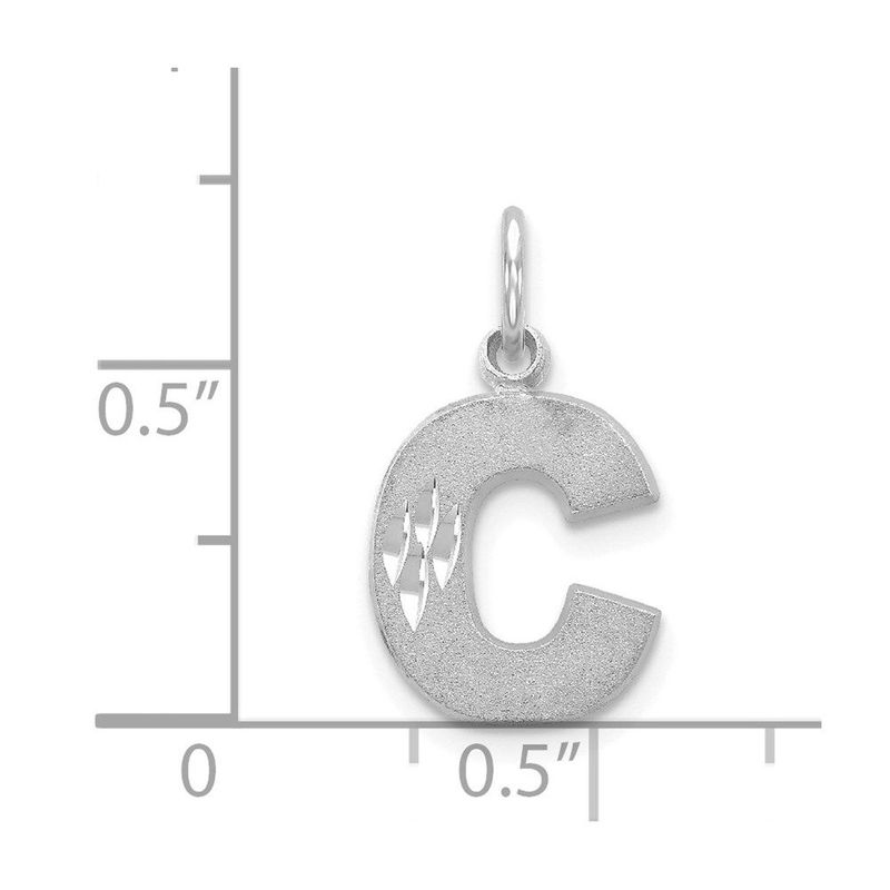 14KW Satin Diamond-cut Letter C Initial Charm_voghion.com