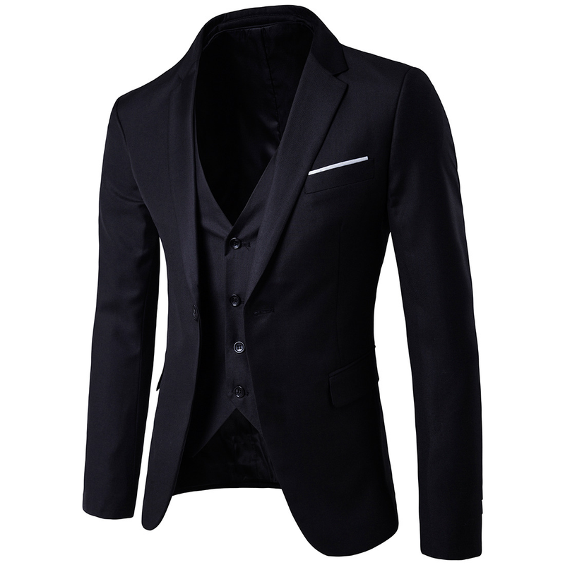 Business casual suit three-piece groomsman wedding one-button suit S-6XL_voghion.com