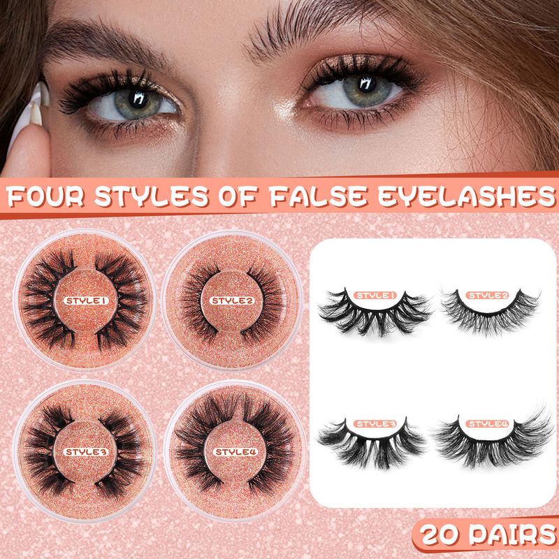 False Eyelashes Whole Pair Of 20 Boxes Mixed Natural Thick Curled False Eyelashes All Match Eyelashes_voghion.com