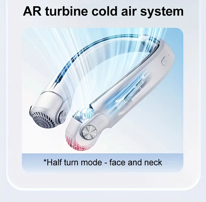 Bladeless Neck Fan Rechargeable,Portable Neck Mounted Fan With Tilt Rotor Structure,3 Gears Adjustable Suitable For Outdoor Use_voghion.com